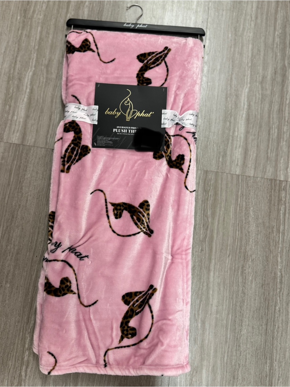 Baby Phat Pink Plush Throw with Leopard Print Accents